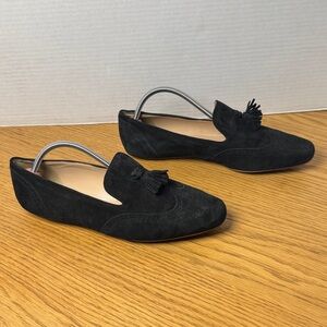 J. CREW Georgie Black Suede Tassel Slip-On Loafer Women's‎ Preppy Office Size 10